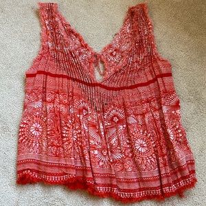 Free people red and white floral tank